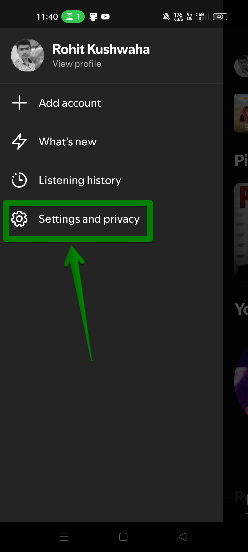 setting and privacy option